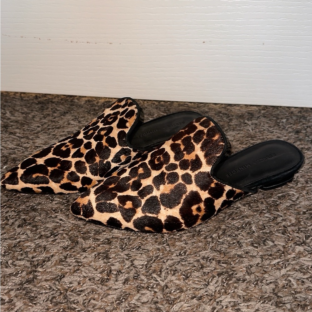 Rebecca Minkoff Brown and Black Giraffe Print Mules